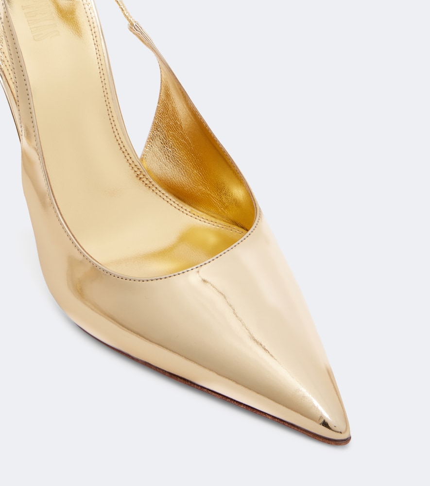 Paris Texas Lidia metallic leather slingback pumps