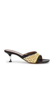 Paris Texas Lorena 55 Mule in Black,Neutral | Naturale & Black Open Toe Mules for Women