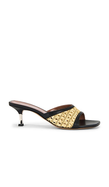 Paris Texas Lorena 55 Mule in Black,Neutral | Naturale & Black Open Toe Mules for Women