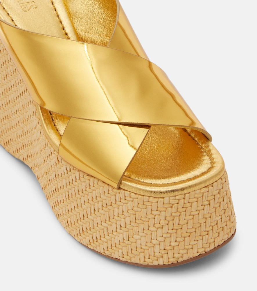 Paris Texas Mara metallic leather wedge mules
