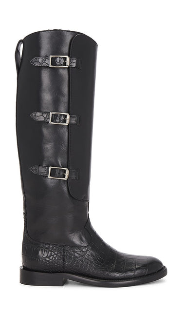 Paris Texas Montana Buckle Boot in Black | Carbone & Black Black Boots for Women