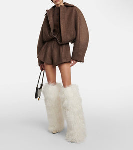 Paris Texas Shearling over-the-knee boots