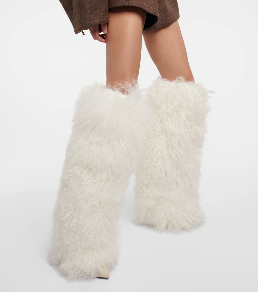 Paris Texas Shearling over-the-knee boots