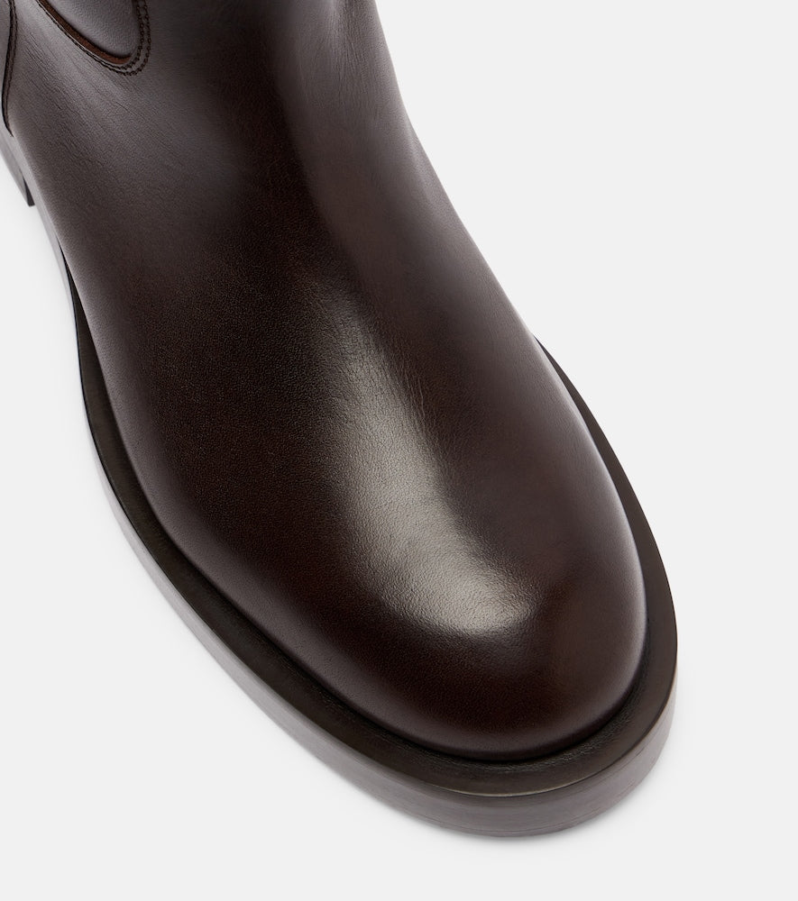 Paris Texas Shearling-trimmed leather knee-high boots