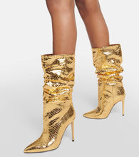Paris Texas Slouchy metallic leather boots