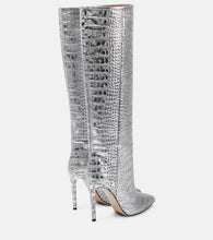 Paris Texas Snake-effect leather knee-high boots
