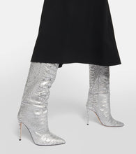 Paris Texas Snake-effect leather knee-high boots