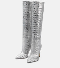 Paris Texas Snake-effect leather knee-high boots
