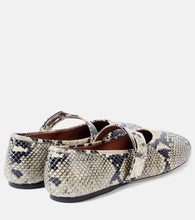 Paris Texas Sveva snake-effect leather Mary Jane flats