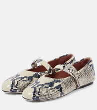 Paris Texas Sveva snake-effect leather Mary Jane flats