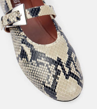 Paris Texas Sveva snake-effect leather Mary Jane flats