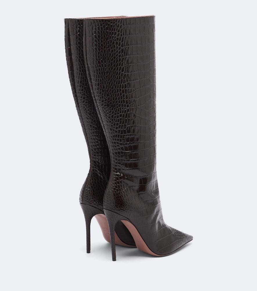 Paris Texas Vera croc-effect leather knee-high boots