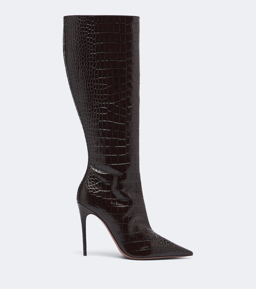 Paris Texas Vera croc-effect leather knee-high boots