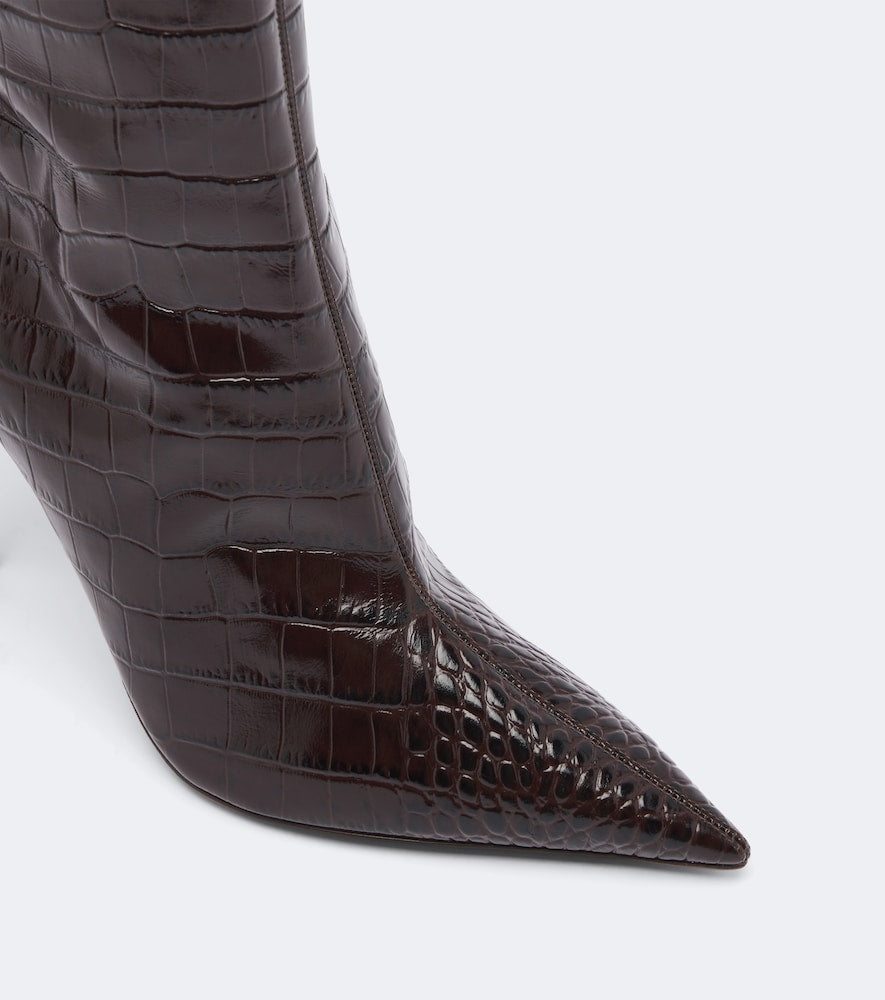 Paris Texas Vera croc-effect leather knee-high boots