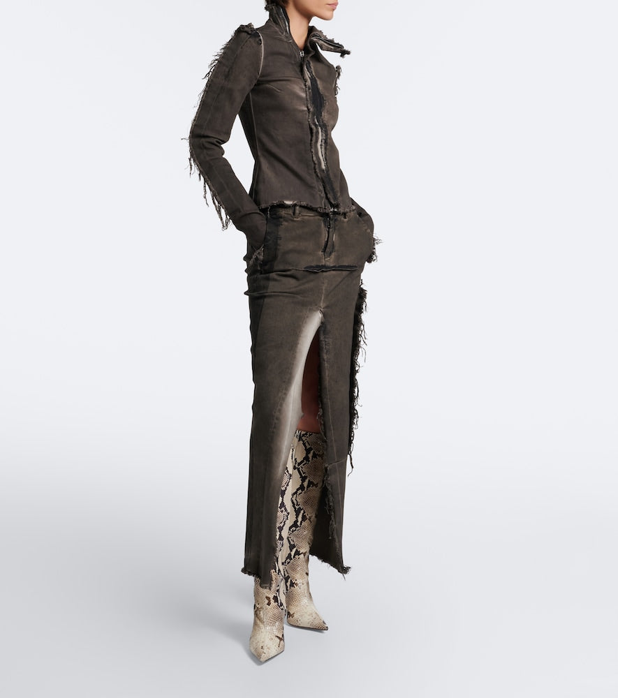 Paris Texas Vera snake-effect leather knee-high boots