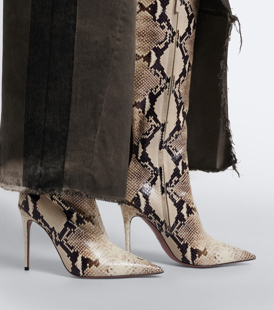 Paris Texas Vera snake-effect leather knee-high boots