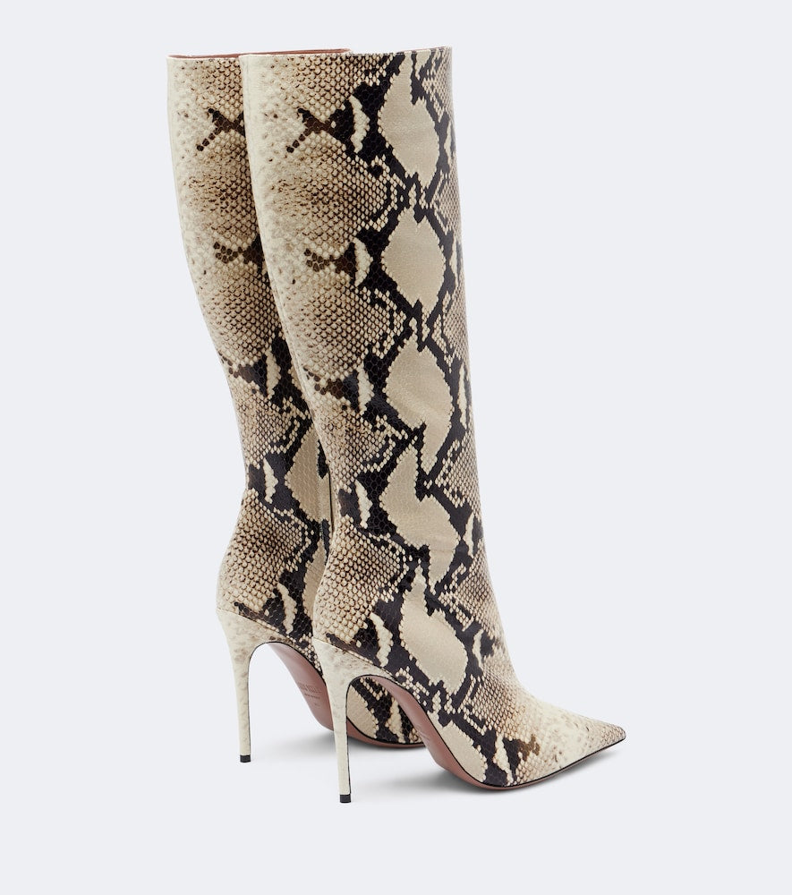 Paris Texas Vera snake-effect leather knee-high boots
