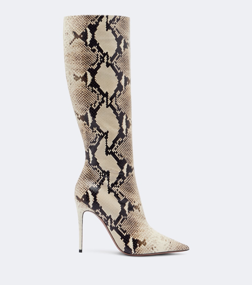 Paris Texas Vera snake-effect leather knee-high boots