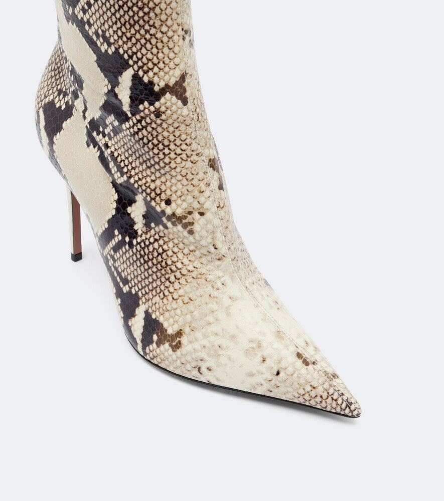 Paris Texas Vera snake-effect leather knee-high boots