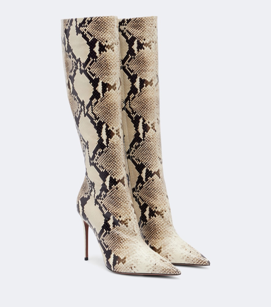 Paris Texas Vera snake-effect leather knee-high boots