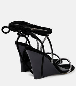 Paris Texas Willow embellished suede wedge sandals