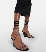 Paris Texas Willow embellished suede wedge sandals