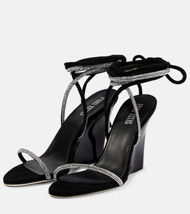 Paris Texas Willow embellished suede wedge sandals