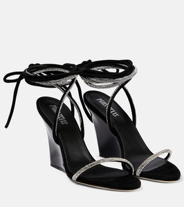 Paris Texas Willow embellished suede wedge sandals
