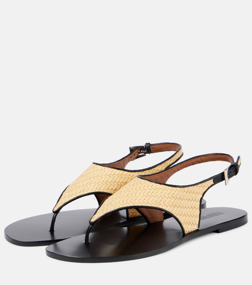 Beige Paris Texas Amalfi raffia-effect thong sandals - Flat Sandals