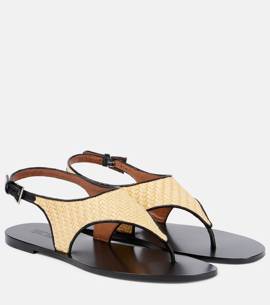 Beige Paris Texas Amalfi raffia-effect thong sandals - Flat Sandals