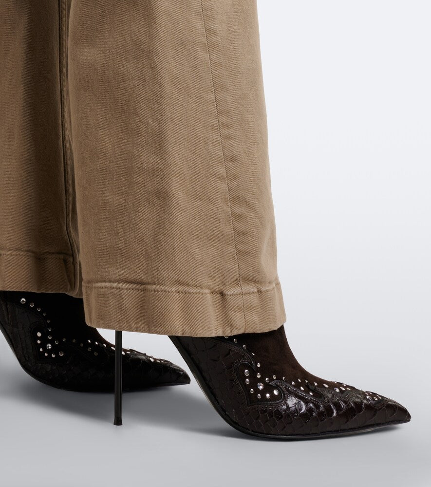 Brown Paris Texas Lidia Queen of Hearts leather ankle boots - High Heels
