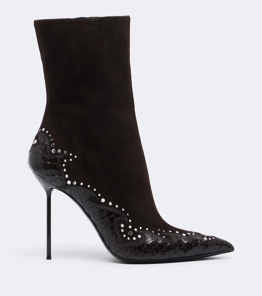Brown Paris Texas Lidia Queen of Hearts leather ankle boots - High Heels