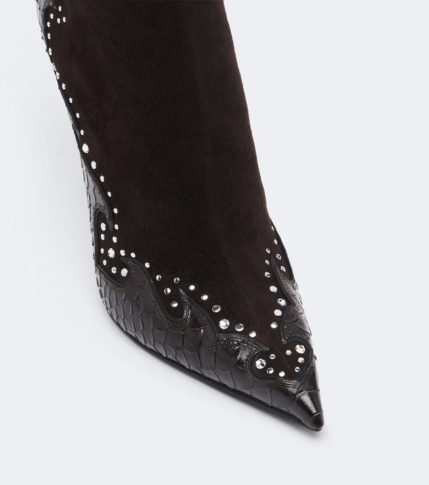 Brown Paris Texas Lidia Queen of Hearts leather ankle boots - High Heels