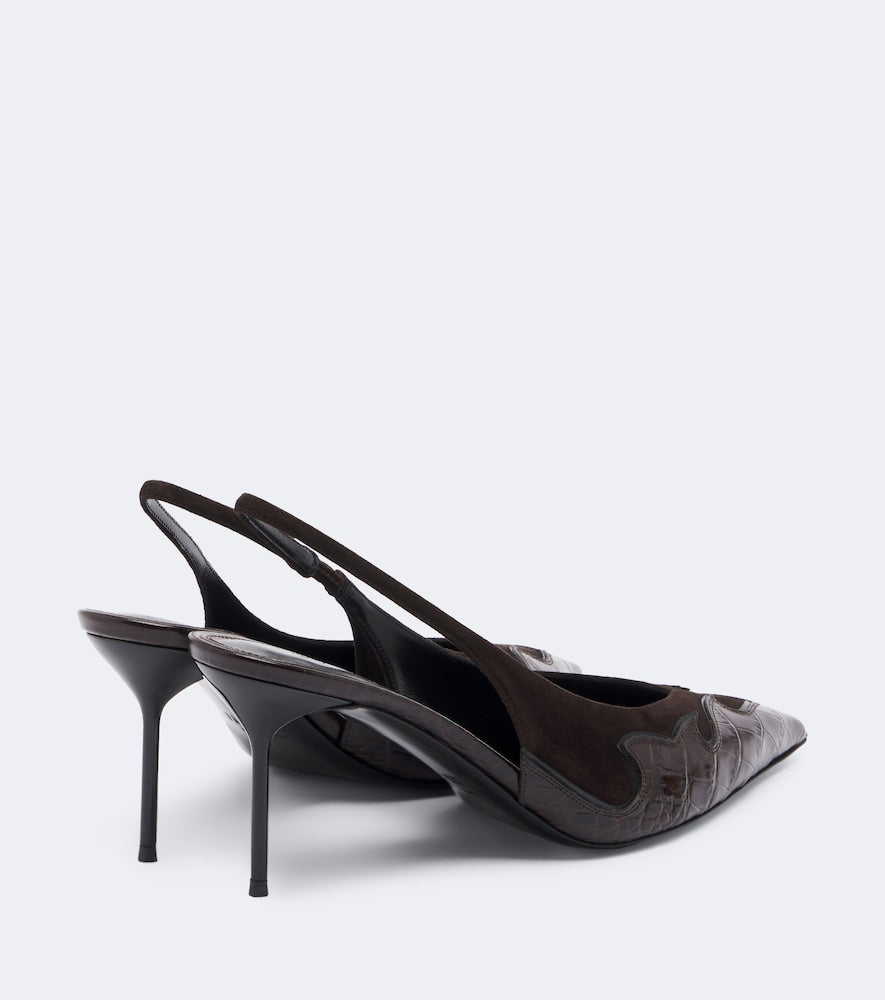 Paris Texas Lidia Queen of Hearts leather slingback pumps in Brown - Mid Heel Pumps