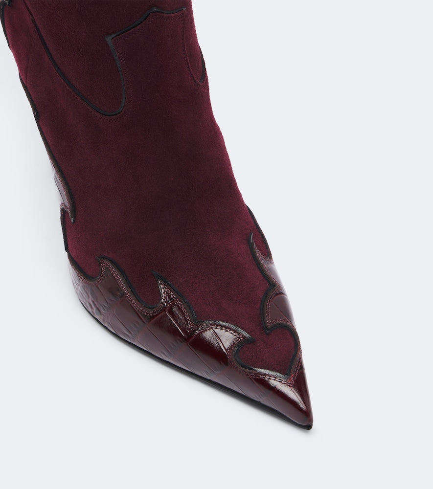 Paris Texas Lidia Queen of Hearts suede mid-calf boots (Burgundy) - Knee-high Boots