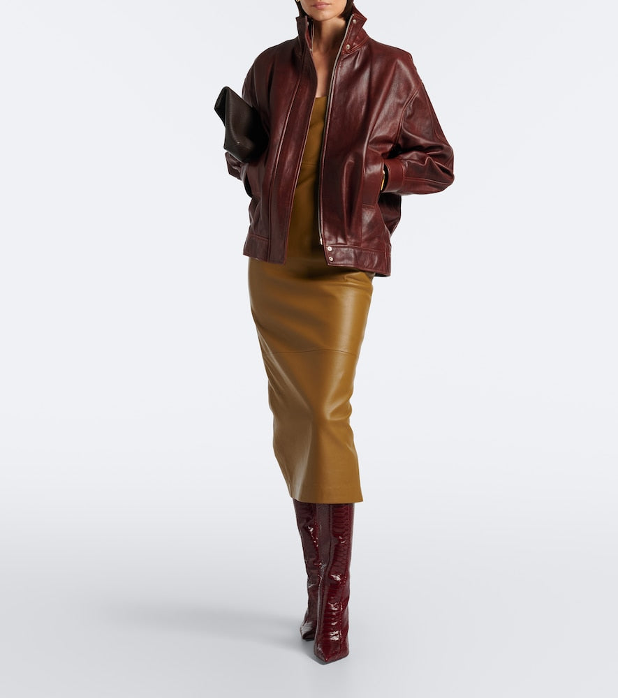 Burgundy Paris Texas Lidia snake-effect leather knee-high boots - Knee-high Boots