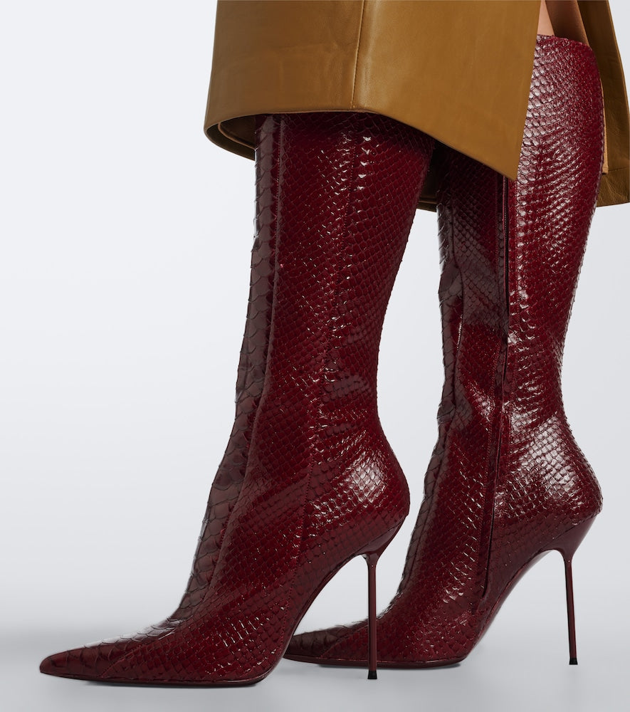 Burgundy Paris Texas Lidia snake-effect leather knee-high boots - Knee-high Boots