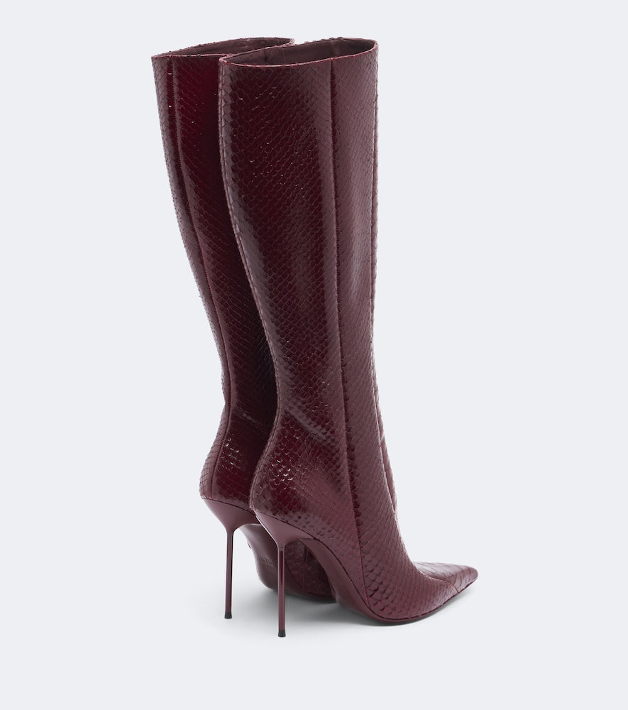Burgundy Paris Texas Lidia snake-effect leather knee-high boots - Knee-high Boots
