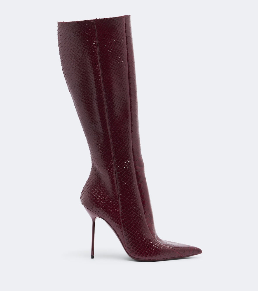 Burgundy Paris Texas Lidia snake-effect leather knee-high boots - Knee-high Boots