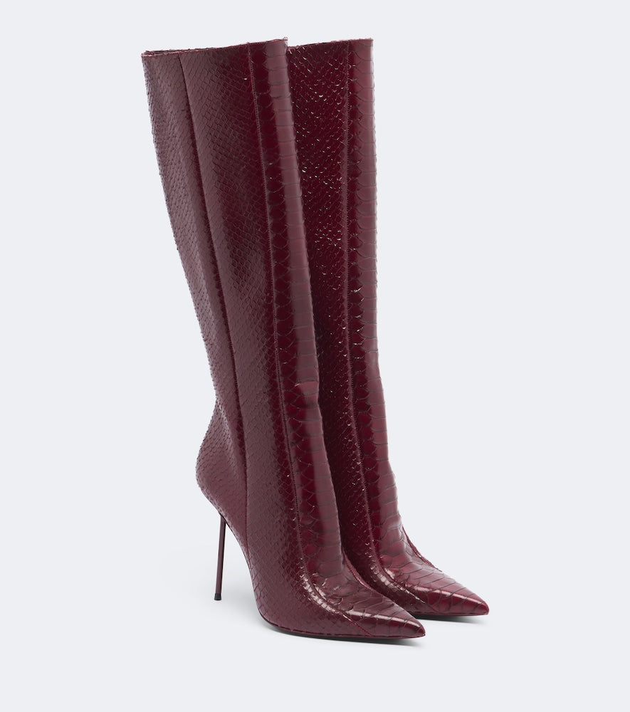 Burgundy Paris Texas Lidia snake-effect leather knee-high boots - Knee-high Boots