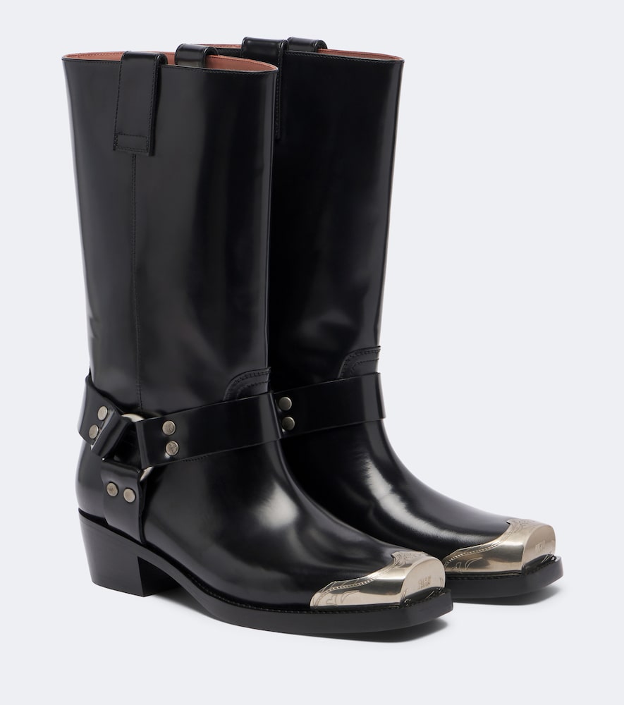 Paris Texas Roxy leather biker boots (Black) - Flat Boots