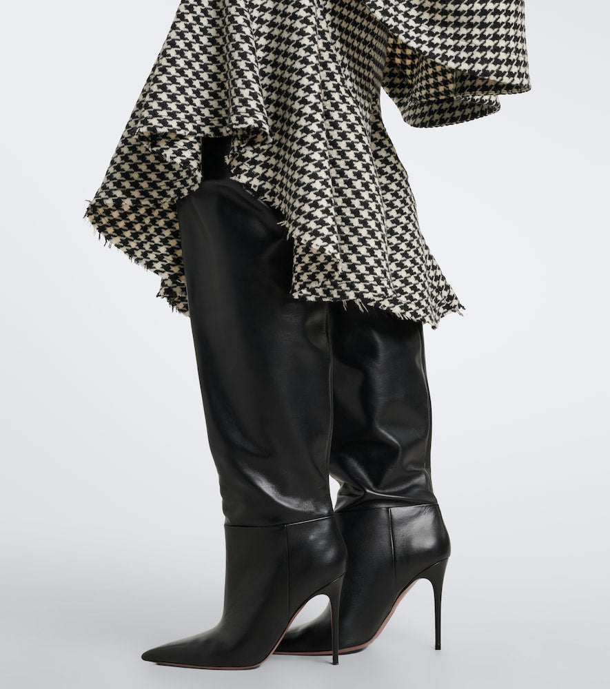 Paris Texas Vera leather over-the-knee boots (Black) - Mid Heel Boots