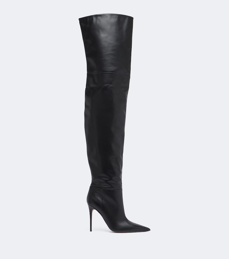 Paris Texas Vera leather over-the-knee boots (Black) - Mid Heel Boots