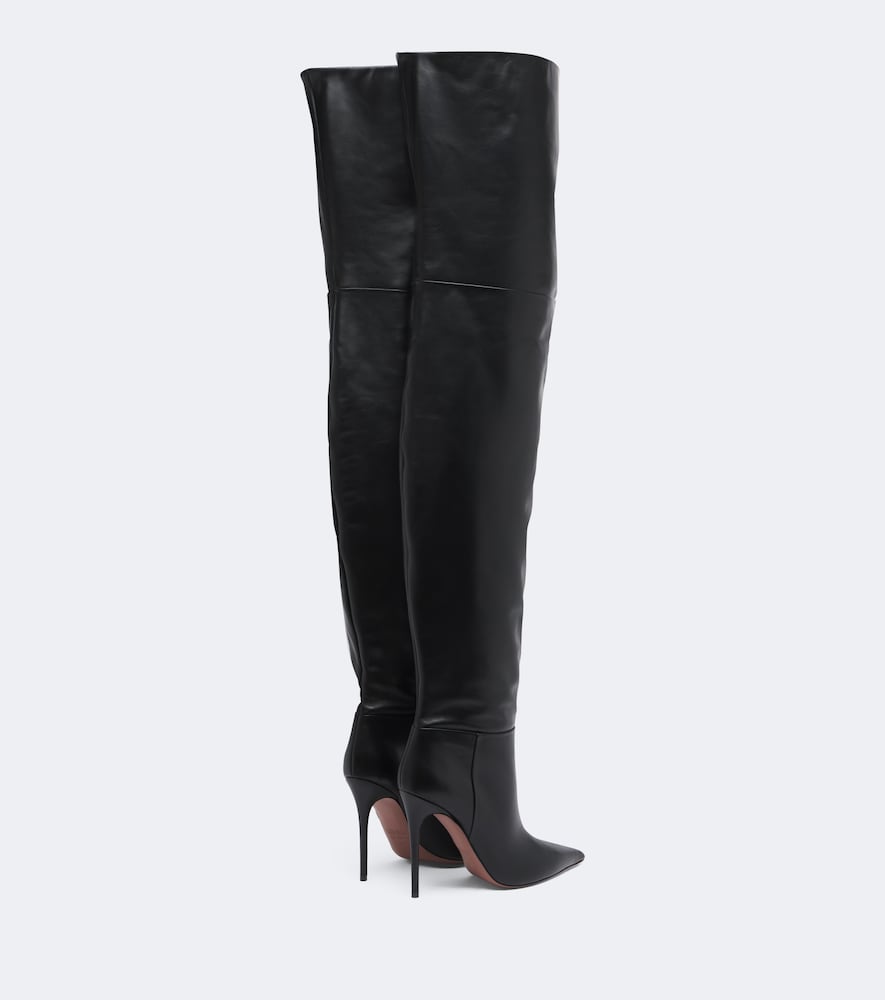 Paris Texas Vera leather over-the-knee boots (Black) - Mid Heel Boots