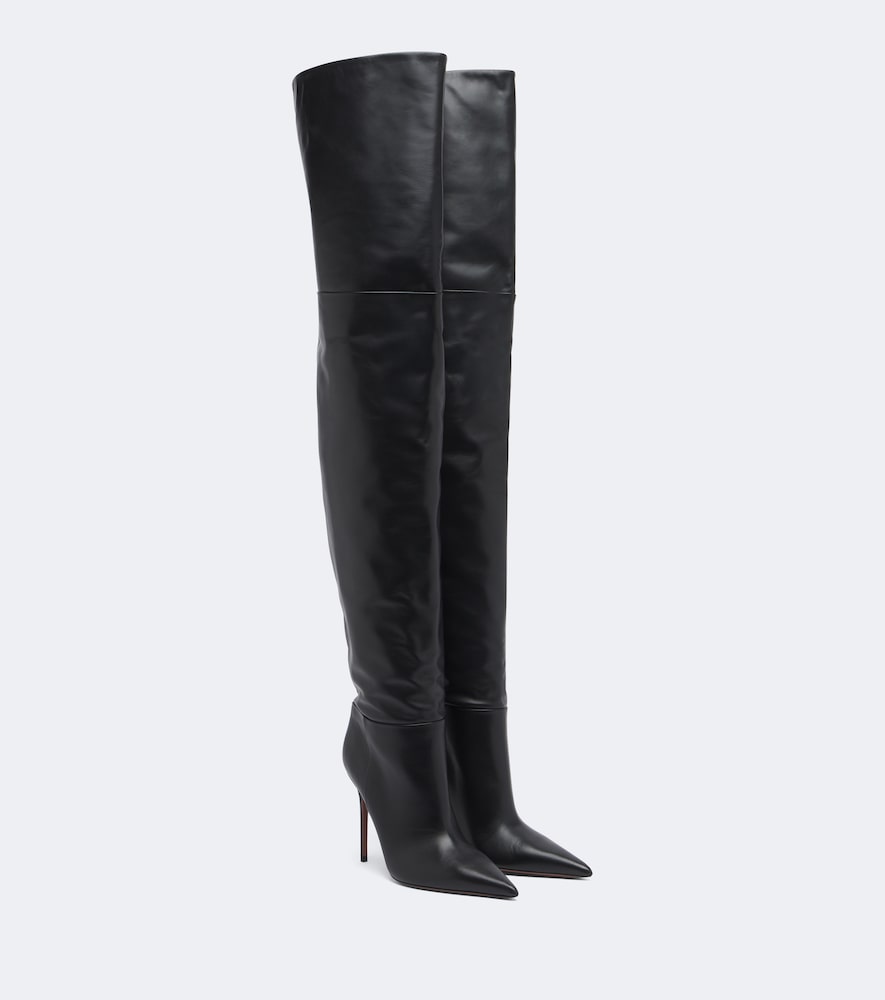 Paris Texas Vera leather over-the-knee boots (Black) - Mid Heel Boots