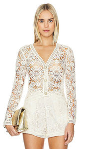 PatBO Boyfriend Cardigan in Ivory