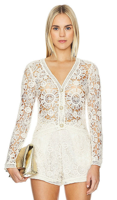 PatBO Boyfriend Cardigan in Ivory