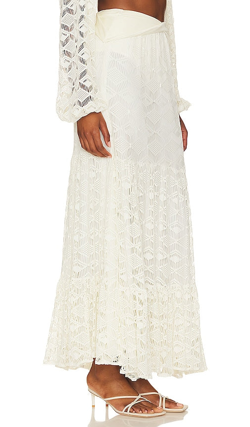 PatBO Crochet Skirt in Ivory