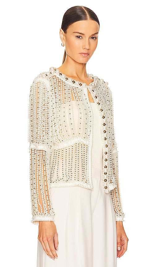 PatBO Fully Beaded Jacket in White