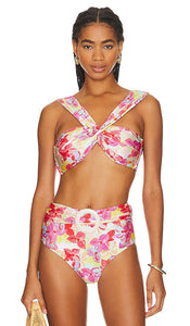 PatBO Hydrangea Off-The-Shoulder Bikini Top in Pink - Haut de bikini à épaules dénudées Hortensia PatBO en rose - PatBO 粉色绣球花露肩比基尼上衣 - PatBO Hydrangea Off-The-Shoulder-Bikinioberteil in Rosa - PatBO 수국 오프숄더 비키니 탑 in 핑크 - Top bikini con spalle scoperte PatBO Hydrangea in rosa